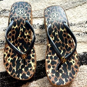 Tory Burch Leopard Print Flip Flops